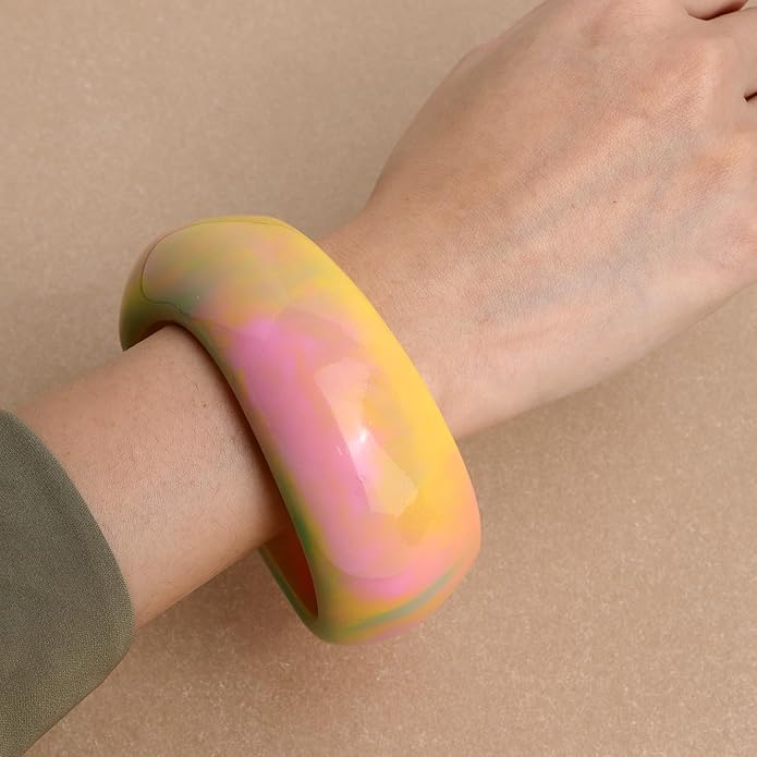 Chunky Resin Wide Bangle Bracelets for Women, Trendy Statement Minimalist Acrylic Bracelet Prom Holiday Jewelry Gift
