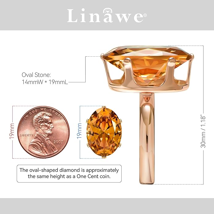 Linawe Cubic Zirconia Imitation Diamond Moissanite Rings for Women, 14K Gold/Rose Gold/Silver Adjustable Chunky Ring, Costume Rhinestone Jewelry for Wedding Engagement