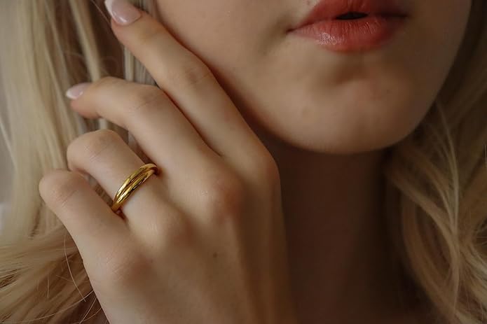 Elegant 18K Gold Plated Stainless Steel Ring – Fine Metal-Plated Jewelry with Durable, Scratch-Resistant Design for Daily Wear & Special Occasions