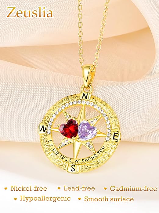 Valentine's Day Gifts for Wife 925 Sterling Silver Double Birthstone Pendant Necklaces I Love You for Always and Forever Necklace Anniversary Birthday Gifts for Wife Girlfriend Mom Her