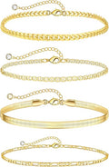 Anklets for Women 14K Gold Silver Plated Ankle Bracelets Trendy Waterproof Boho Anklets Set Adjustable Dainty Cute Diamond Beaded Heart Non Tarnish Summer Beach Jewelry Gift