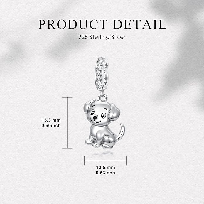 PROESS Sterling Silver/Red Panda/Cow/Highland Cow/Otter/Squirrel/Elephant/Axolotl/Cat/Fox/Bee/Butterfly/Hummingbird/Tiger/Lion/Mokeny/Koala/Dog Charm Animal Charms Bead for Jewelry Making