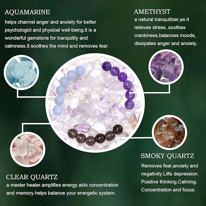 Strong Healing Crystal Bracelet 8MM Genuine Stone Bracelet Lucky Beaded Bracelet Chakra Bracelet 6.5 inch Positive Energy Inspirational Gifts for Women Mom