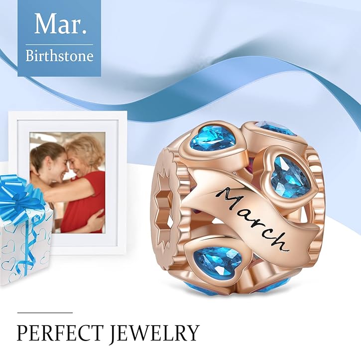NINGAN Birthstone Charms 925 Sterling Silver Love Heart Openwork Bead for Charm Bracelets and Necklaces with 5A Cubic Zirconia, Birthday Mothers Day Jewelry Gifts Women