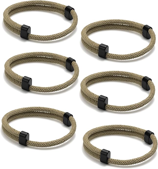 TempBeau Nautical Braided Rope Bracelets Set - 6 Pcs Adjustable Braided Cord Bracelet, Handmade Navy Marine String Bracelet with Metal Knot, Men Women Braided Bracelets Gifts