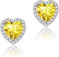 YOMELA Cubic Zirconia Earrings Studs, Halo CZ Birthstone Simulated Diamond Stud Earrings for Women