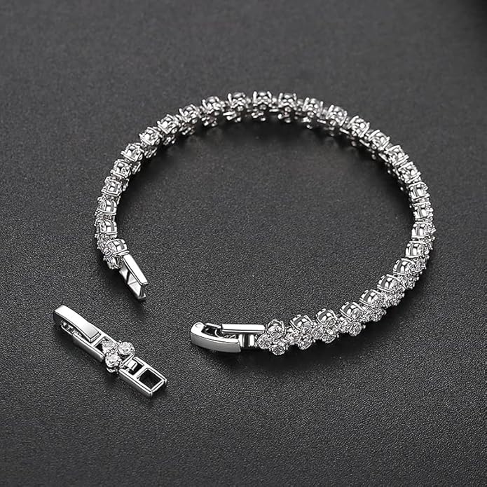 14K Gold Ruby and Emerald Tennis Bracelet for Women,Dainty Love Heart Style Moissanite Adjustable Link Bracelet,Fashion Jewelry Gift for Her