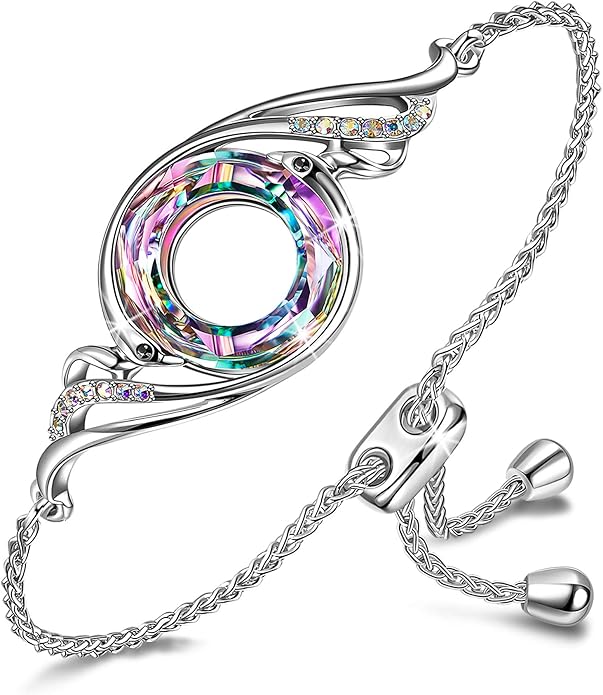 Kate Lynn ♥ Rise From the Ashes Phoenix Bracelet Made with Crystals from Austria, Adjustable Slider Bracelet for Women, Packaged with Jewelry Box, Birthday Gift for Women, Symbol of Luck and Renewal