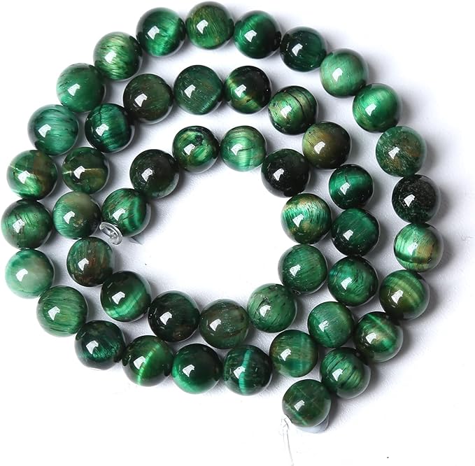 Natural Green Tiger Eye Stone Beads Round Loose Beads Energy Gemstone Healing Power for Jewelry Making 1 Strand 12mm 32pcs 15"