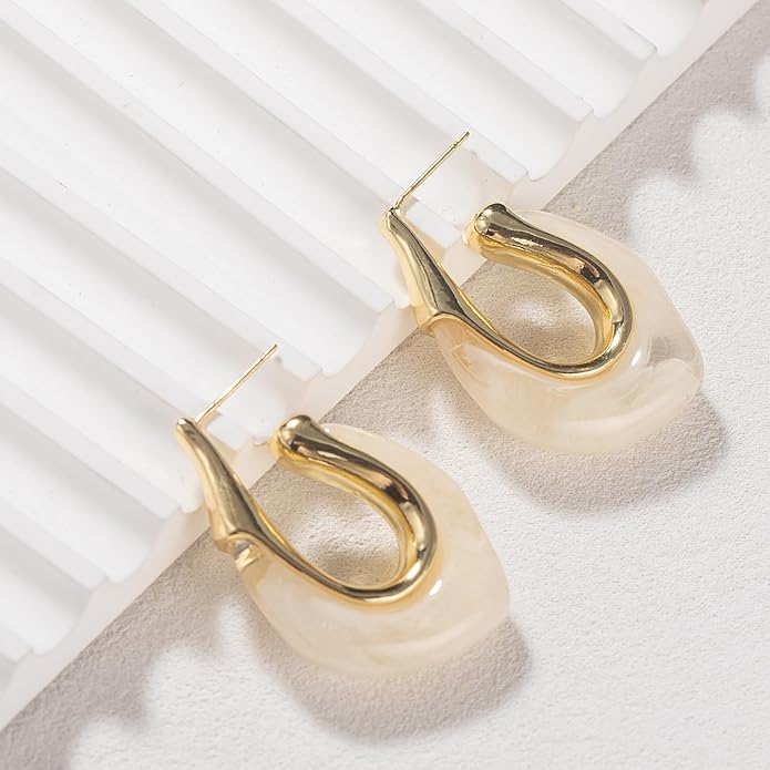 Acrylic Hoop Earrings Chunky Huggie Statement Vintage Earrings Cute Resin Drop Earring Trendy Jewelry Gifts for Women