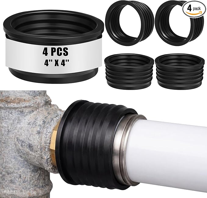 4 Pack 4'' to 4'' Cast Iron Hub to PVC Adapter Sewer Pipe Repair Kit Flexible by Innconee