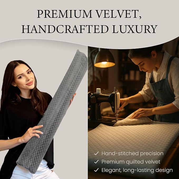 Ciieyuo Velvet Door Light Blocker, Adjustable 26–30 Inches | Door bottom seal - Image 2