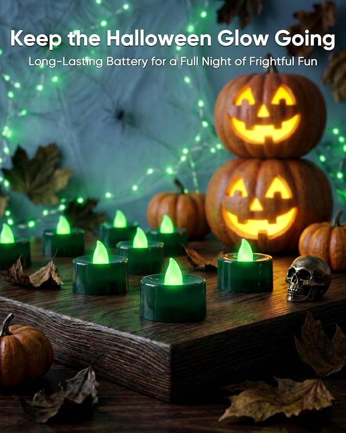 Homemory 12-Pack Green Flameless Battery Tealight Candles, 200+ Hours | - Image 6