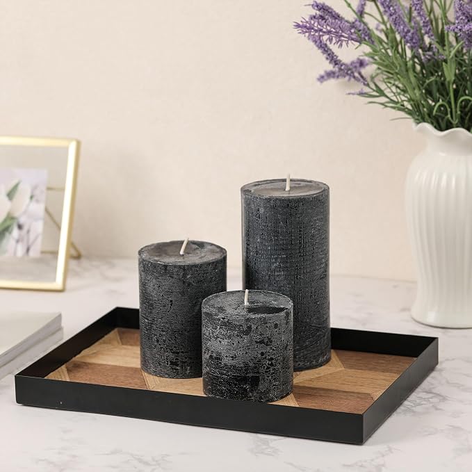 3x6 Inch Black Pillar Candles Set of 3 - Image 4