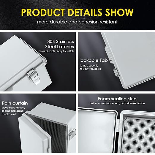 IP67 Outdoor Electrical Junction Box Waterproof 13.8''×9.8''×5.9" | - Image 4