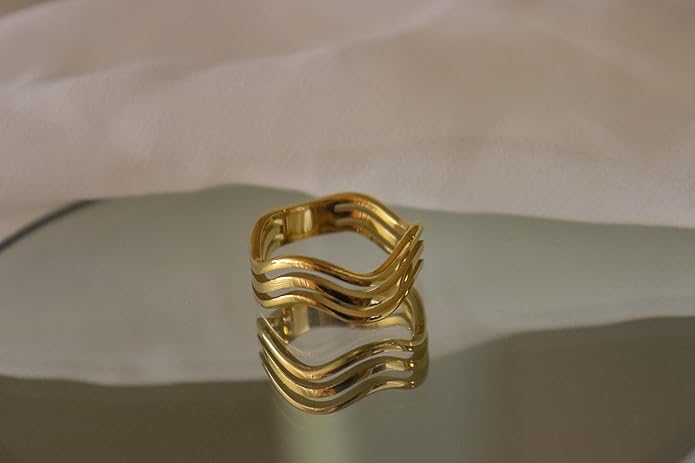 Elegant 18K Gold Plated Stainless Steel Ring – Fine Metal-Plated Jewelry with Durable, Scratch-Resistant Design for Daily Wear & Special Occasions