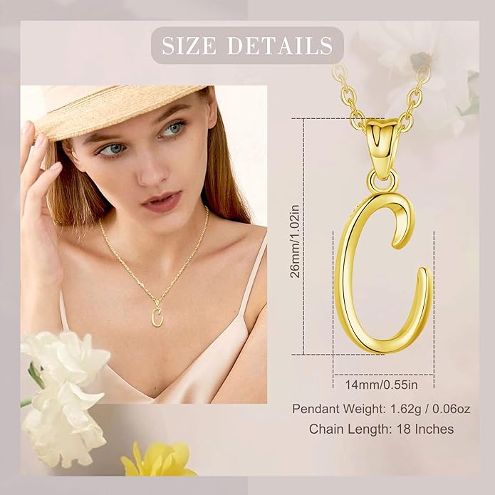 EUDORA Sterling Silver Initial Necklaces for Women, Classic 26 Letter Neckless Gifts for Girls, Sister, Mother Daughter, 18 inch Chain