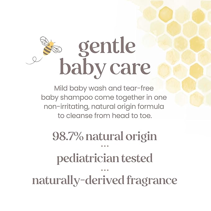 Burt's Bees Baby Sensitive Shampoo and Wash, Fragrance Free, Tear Free, Pediatrician Tested, 98.7% Natural Origin, 21 Fluid Ounces