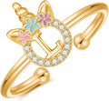 Unicorn Rings Gifts for Girls - Adjustable Initial Ring Dainty Cute Unicorn Rings for Girl Teens Little Girls Jewelry Birthday Gift