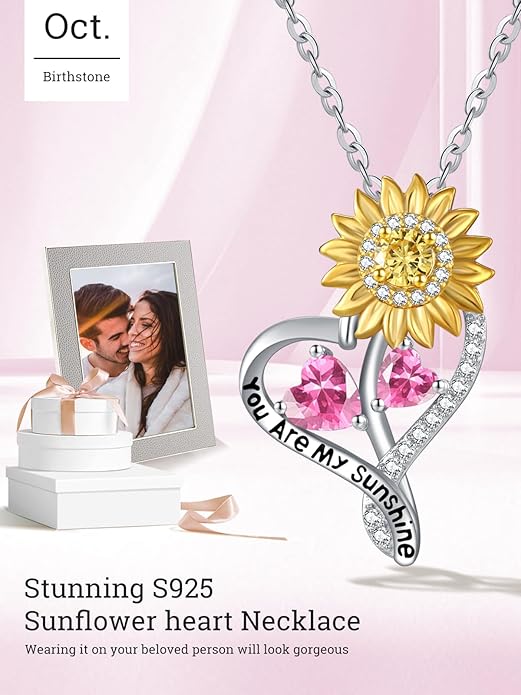 Valentine's Day Gifts for Wife 925 Sterling Silver Double Birthstone Pendant Necklaces I Love You for Always and Forever Necklace Anniversary Birthday Gifts for Wife Girlfriend Mom Her