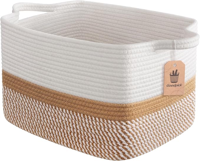 Goodpick Woven Storage Basket for Shelves, Cotton Rope Baskets for Kids Toys & by Goodpick