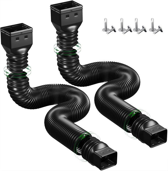 2 Pack Rain Gutter Downspout Extensions Flexible, Down Spout Extender Diverter by YOTODY
