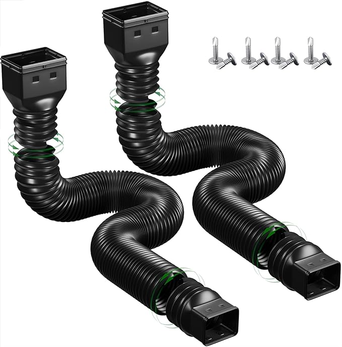 2 Pack Rain Gutter Downspout Extensions Flexible, Down Spout Extender Diverter - Image 8