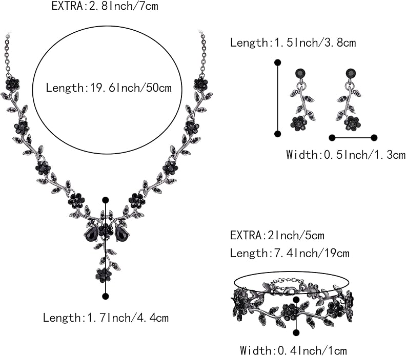 BriLove Women's Wedding Jewelry Leaf Cluster Flower Crystal Dangle Earrings Pendant Necklace Set for Bridal