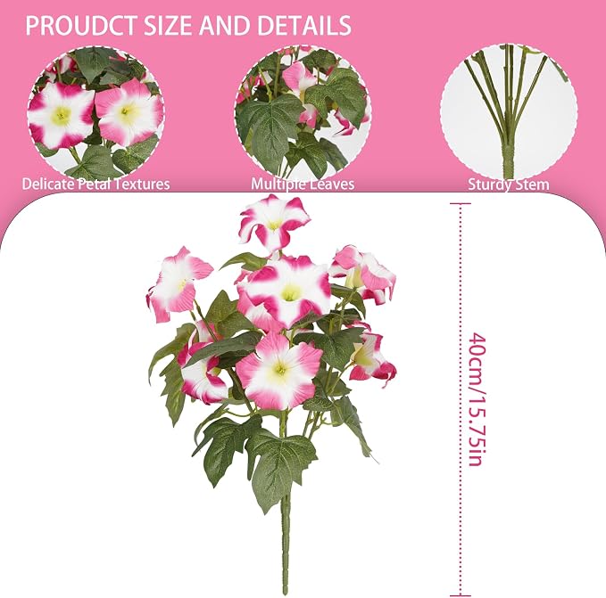 Artificial Flowers for Outdoors, Faux Petunias Spring Summer Decoration - Image 2