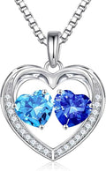 Iefil Valentines Day Gifts for Her - 925 Sterling Silver Heart Birthstone Necklace, Anniversary Birthday Gifts for Women Wife Girlfriend Mom Her