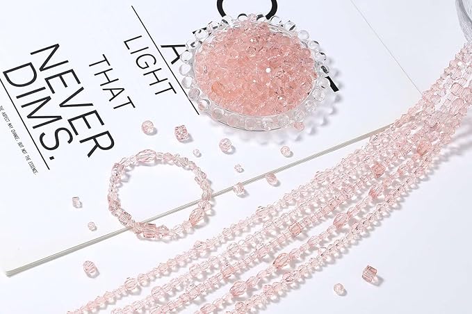 LAIDANLA 800PCS Glass Beads Pink Color Crystal Beads Assorted Crystal Beads with Container Box for DIY Necklace Bracelet Earring Jewelry Making