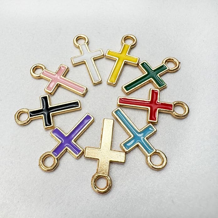 Zirconia Crystal Rhinestone Cross Charms for Jewelry Making Bracelet Necklace Choke Earring Pendant Key Chain Craft Supplies DIY Accessories