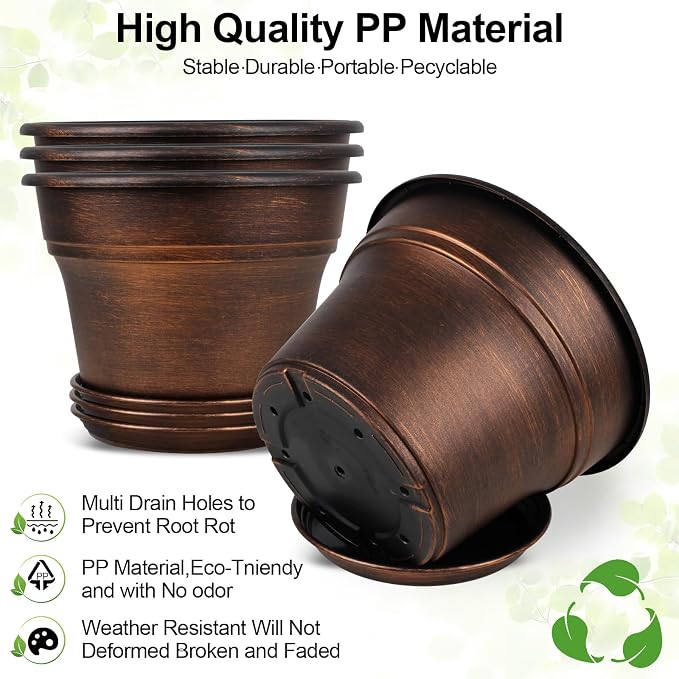 Plant Planters Pots Set of 4 Pack 13 Inch，Large Plastic Flower Pot - Image 4