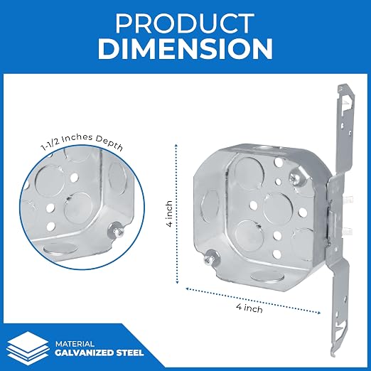 4” Welded Octagon Steel Electrical Box| 1-1/2" Deep Box 1/2” Knockouts - Image 3