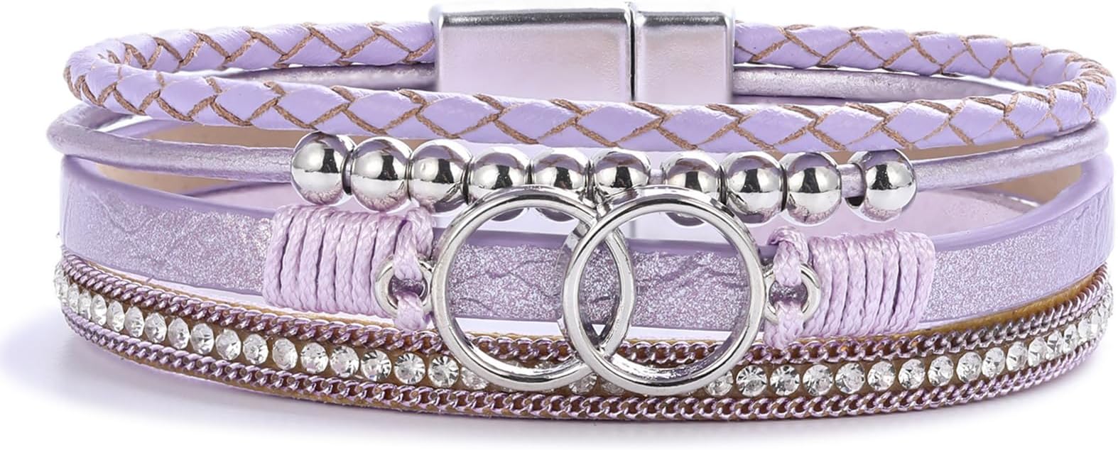 FANCY SHINY Boho Leather Wrap Bracelet Stackable Infinity Chunky Cuff Bracelets Western Hippie Outfits Jewelry Valentine Gifts for Women