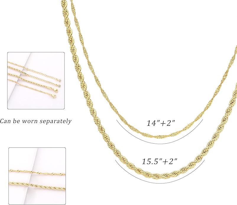 CHESKY Layered Necklaces for Women, 14K Gold Plated Chain Necklace Women Trendy Cuban Link Paperclip Chain Toggle Clasp Necklace Fashion Chunky Jewelry for Women