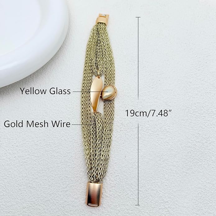 Gold Bracelet for Women Multi Chain Mesh Bracelet Wisted Orb Circle Disc Mesh Wrap bracelet for Women Statement Jewelry
