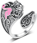 Spoon Rings for Women 925 Sterling Silver Hummingbird/Butterfly/Bee/Red Cardinal/Pink Flamingo Adjustable Thumb Rings Vintage Boho Antique Jewelry Gifts