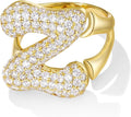 KissYan Bubble Initial Ring Valentines Day Gifts for Women, 14k Gold Plate Balloon Jumbo Letter Rings Open Adjustable Dainty Pave CZ Personalized Fashion Trendy Statement Jewelry