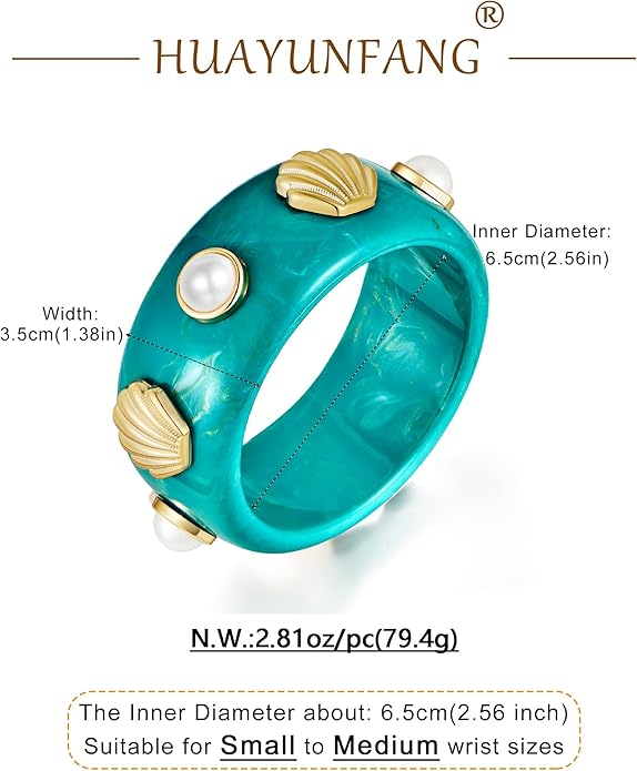 Trendy Acrylic Resin Bangle Bracelet for Women Chunky Transparent Acetate Mottled Plate Bangle Bracelet Statement Jewelry