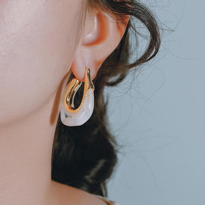 Acrylic Hoop Earrings Chunky Huggie Statement Vintage Earrings Cute Resin Drop Earring Trendy Jewelry Gifts for Women