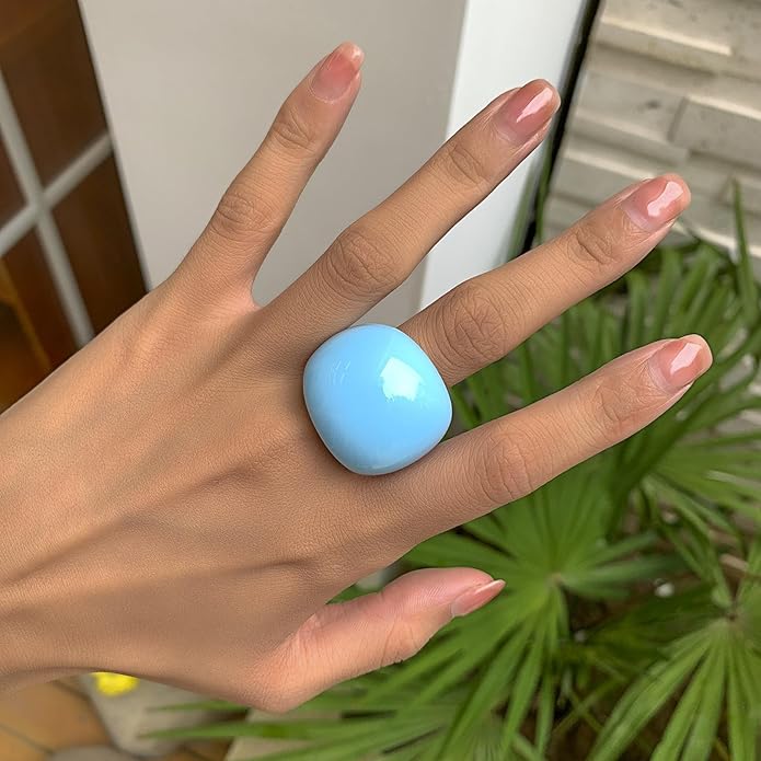 Colorful Chunky Acrylic Ring for Women,Vintage Statement Stackable Rings Candy Color Knuckle Finger Rings Y2K Fashion Classic Jewelry