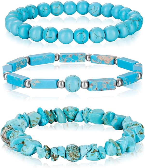3Pcs Natural Stone Bracelets for Women 8mm Crystal Beaded Bracelets Handmade Stretch Bracelet Healing Crystal Jewelry for Women