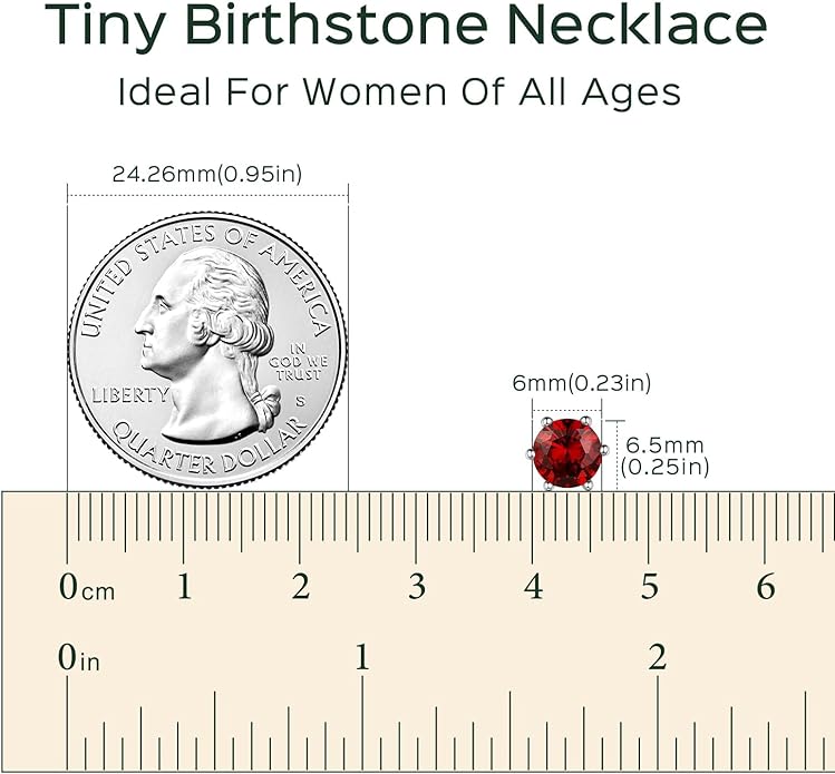 ChicSilver 925 Sterling Silver 12 Months Sparkling Round Cut Created Birthstone Pendant Necklace, 16 Inch Rolo Chain
