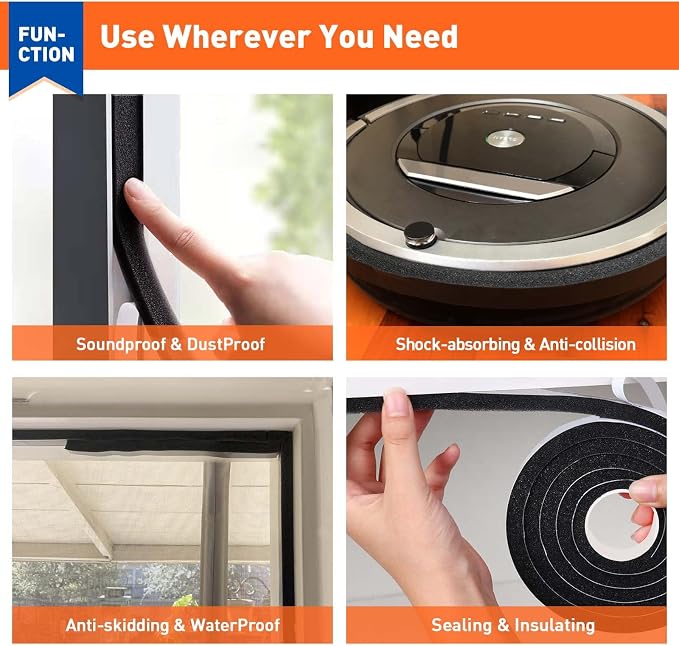 MAGZO Foam Weather Stripping Door Seal 1 Inch W x 1 Inch T x 13 FT | Foam Tape - Image 7