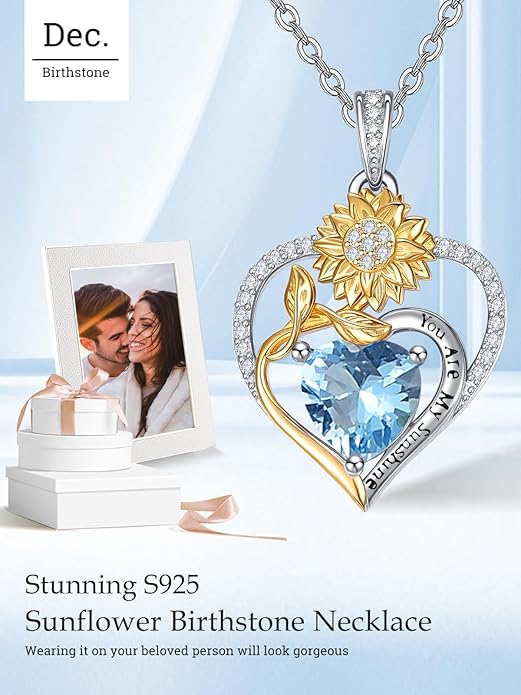 Valentine's Day Gifts for Wife 925 Sterling Silver Double Birthstone Pendant Necklaces I Love You for Always and Forever Necklace Anniversary Birthday Gifts for Wife Girlfriend Mom Her