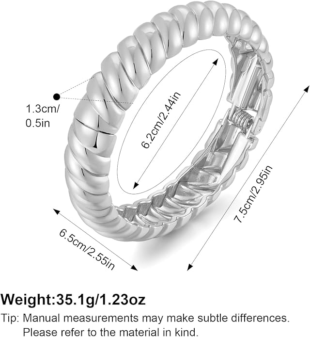 MUYAN Polished Chunky Hinged Bangle Bracelet for Women Trendy Twisted Statement Cuff Bracelet Fashion Jewelry