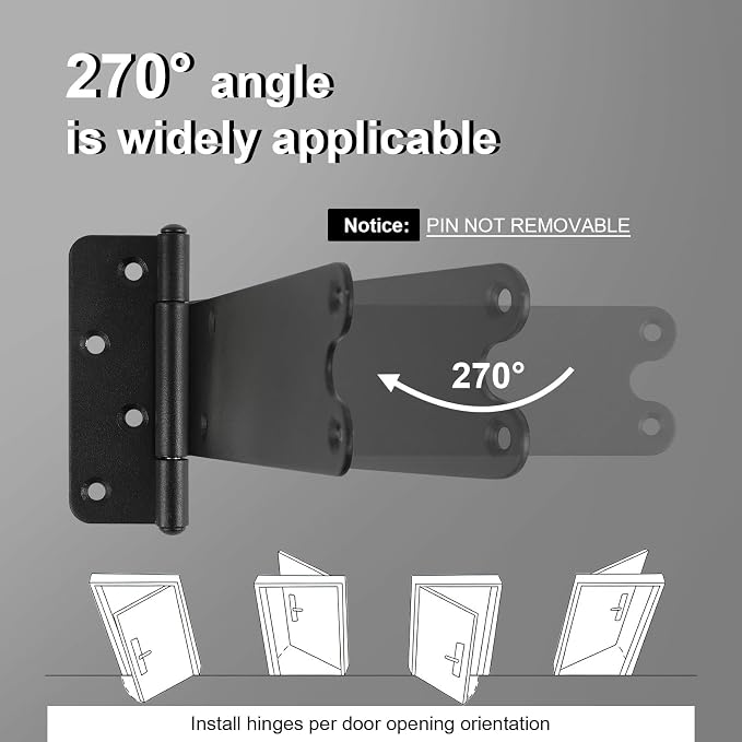 4 Pack 8" Door Hinges, 300 Lbs Capacity Heavy Duty Gate Hinges | Matte black - Image 4
