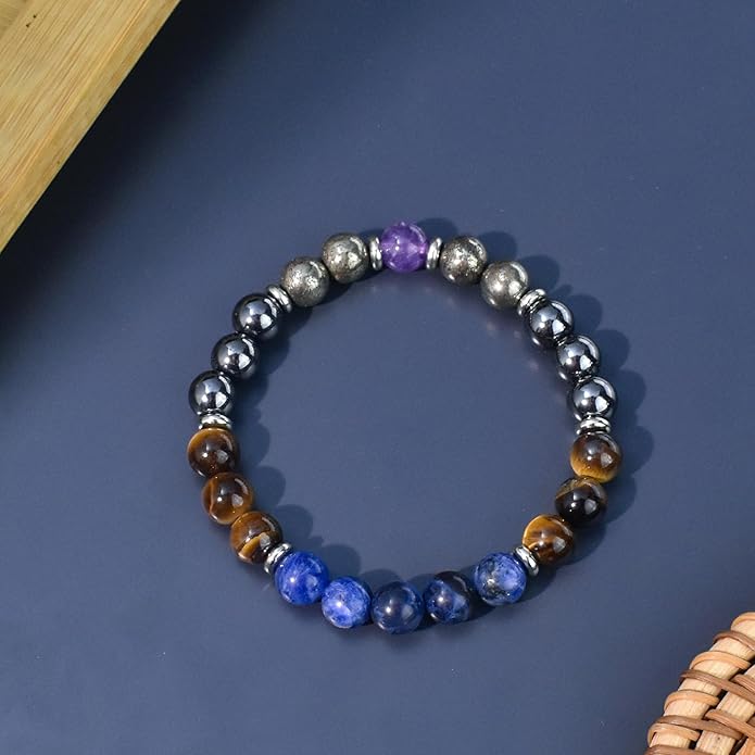 Strong Healing Crystal Bracelet 8MM Genuine Stone Bracelet Lucky Beaded Bracelet Chakra Bracelet 6.5 inch Positive Energy Inspirational Gifts for Women Mom
