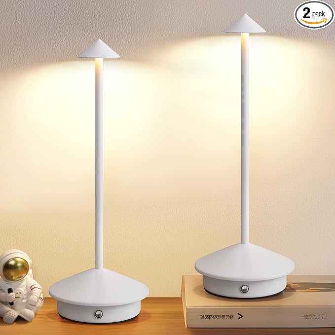 Modern Cordless Table Lamp Set of 2, Rechargeable, Battery Operated Lighting by NEWSEE